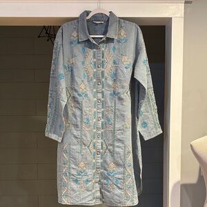 Indigo Thread Co Embroidered Blue Denim Dress